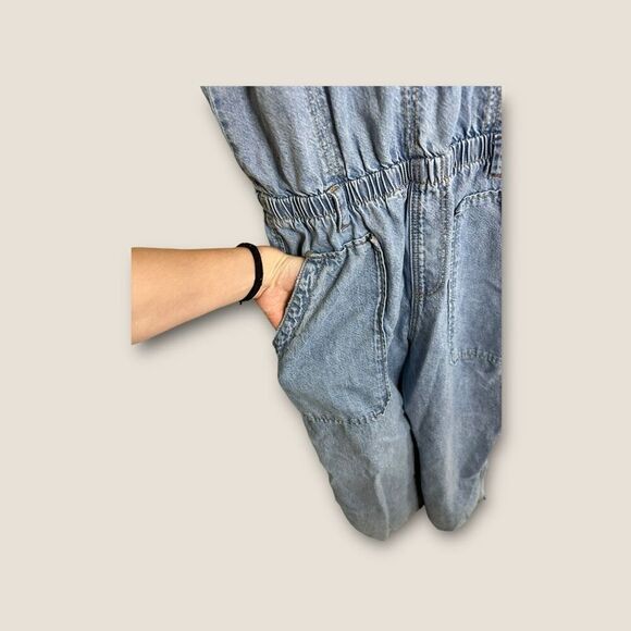 Zara Girls Denim Full Length Overall Jumpsuit Blue Size 13-14 - Picture 4 of 7